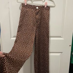 Urban Outfitters Polka Dot Satin Wide Leg Pants